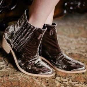 Free People Velvet Ankle Boots in Brown